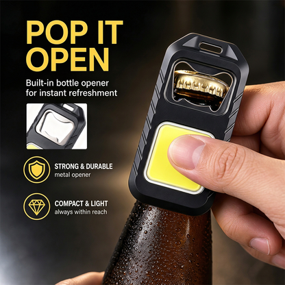 Mini LED Keychain Flashlight Magnet Bottle Opener USB Rechargeable Emergency Warning Torch Hiking for Night Running Camping WJ-8190
