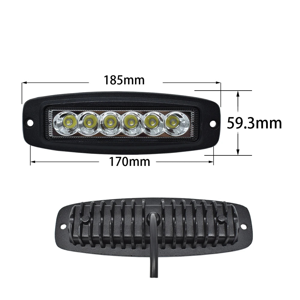 Flush Mount 6 inch Slim Led Work Light Bar Spot Beam for 4x4 Pick-up Trucks Excavator Bus Train Fishing boat Forklift 12V