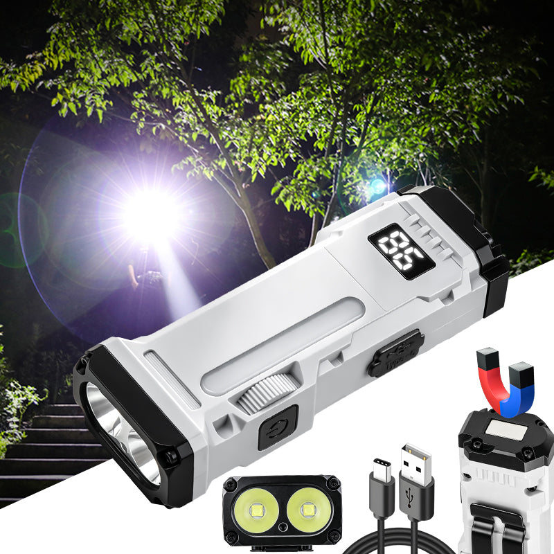 Multi-Functional EDC Built in Battery LED Flashlight Magnetic Pen Clip Power Display Side Light Work Light Camping Red Light X828