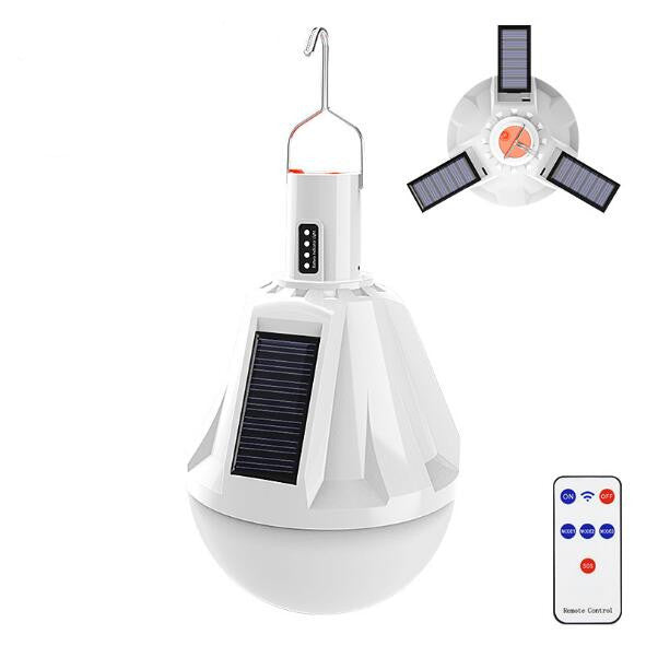 Solar Charging Remote Control Three-sided Electric Light Bulb Built-in Lithium Battery IP65 Waterproof USB/Solar Camping HS V70
