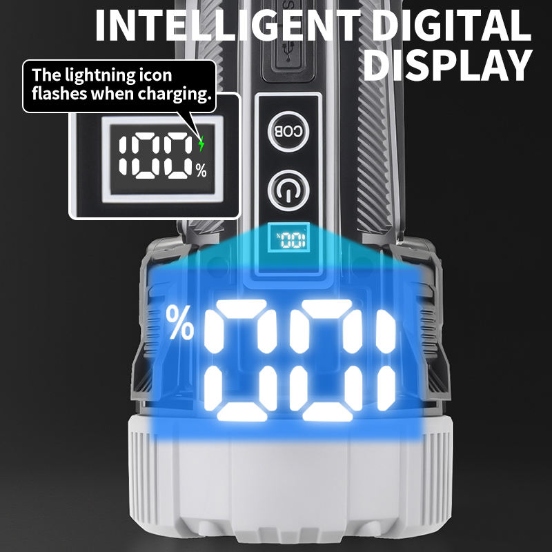 XHP70 LED Work Light Flood Searchlight with Extendable Telescopic Flashlight Retractable Rod Foldable Tripods SQ-18