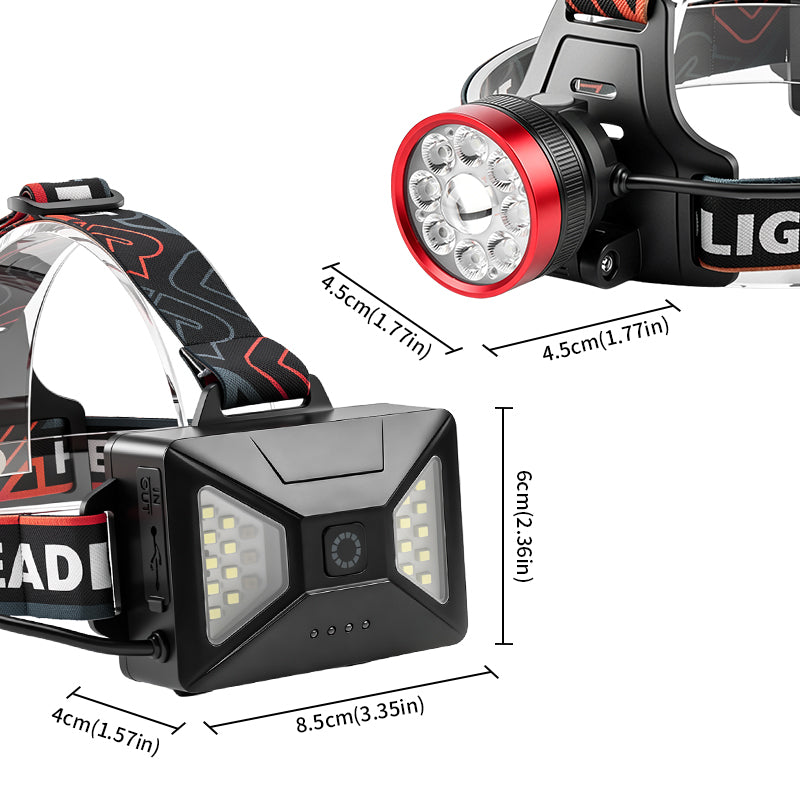 High Beam 18650 Rechargeable Battery Super Bright Multifilament LED Camping Headlamp Adjustable Beam Waterproof Portable BT203