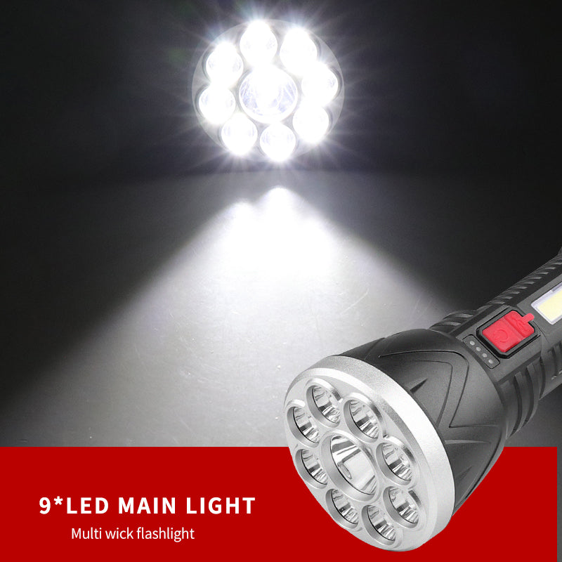 LED High Power Led Flashlights Rechargeable Camping Spotlight with Side Light 9 Lighting Modes for Camping Adventure Outdoor