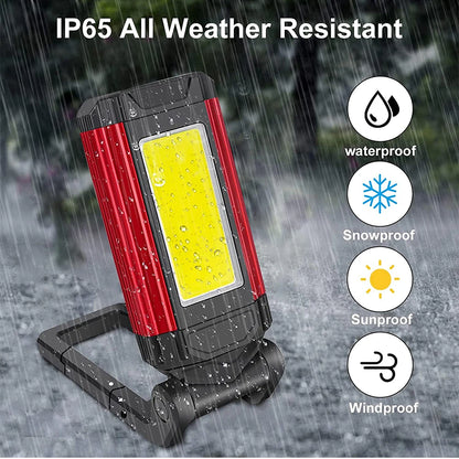 LED Rechargeable Magnetic Work Light COB Portable Mechanic Worklight Flashlight Torch with Adjustable Stand Magnetic Base Hook