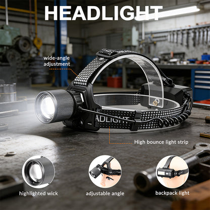 Adjustable Headlamp 90°rotated USB-C Charging High-Power LED 1000m Long-Range Outdoor Rechargeable Led Headlight 8520B