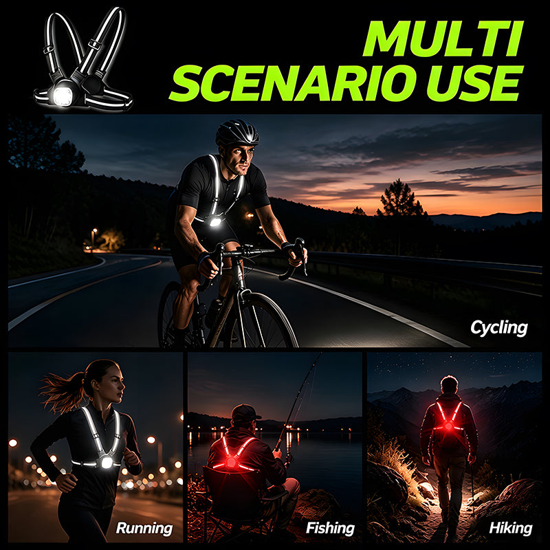 Rechargeable Reflective Vest Headlamp Night Running Light with Memory Function Running Lamp Detachable Rotatable 12h 8517