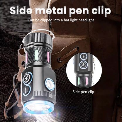 Mini 4LED Flashlight Multifunctional Magnetic Strong Light Work Torch Cob Side Light Outdoor Waterproof Camping Lantern