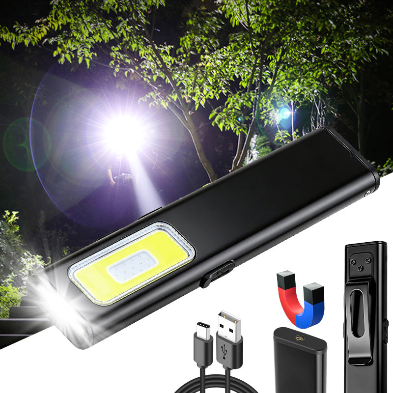Multifunctional COB LED Flashlight Alarm 8-in-1 USB Rechargeable Aluminum Alloy IP44 600-1000 Lumens Diving EDC Magnetic Work X615B