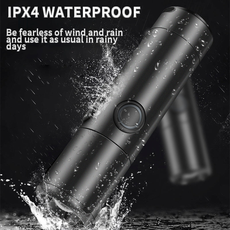 Long Range Small Flashlight 30W LED Telescopic Zoom 1200Lumen Torch IPX4 Lengthenable Stepless Dimming Flashlight
