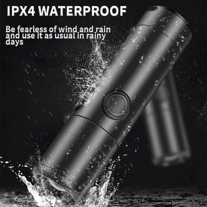 Long Range Small Flashlight 30W LED Telescopic Zoom 1200Lumen Torch IPX4 Lengthenable Stepless Dimming Flashlight