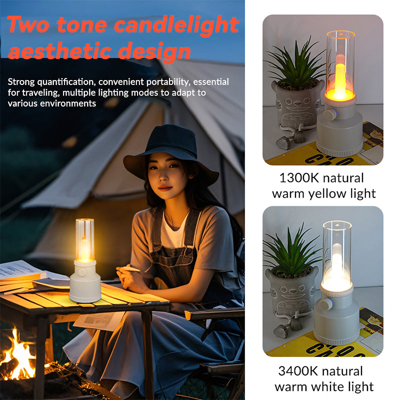 Dual Color Temperature ABS Camping Lantern Outdoor 1 LED Rotary Stepless Dimming USB C Rechargeable Camping Light DS-808