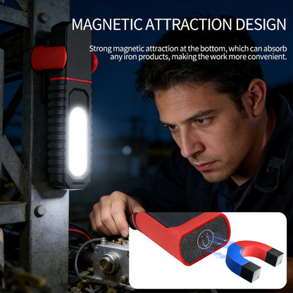 Multifunctional COB Work Light 24 LED Magnetic 180 Rotating Hook USB C Rechargeable Dimmable Bright Flashlight Workshop Office D93