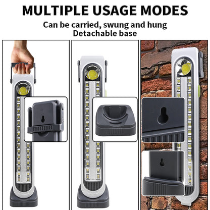 COB LED Solar Charging Work LED Light ABS Portable Repair Hook Work Light Support Output Outdoor Waterproof Light