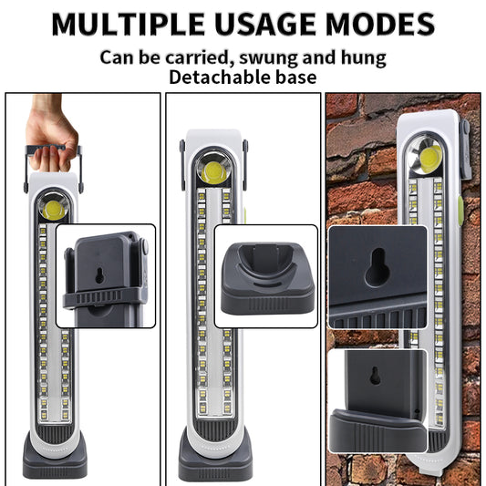 COB LED Solar Charging Work LED Light ABS Portable Repair Hook Work Light Support Output Outdoor Waterproof Light