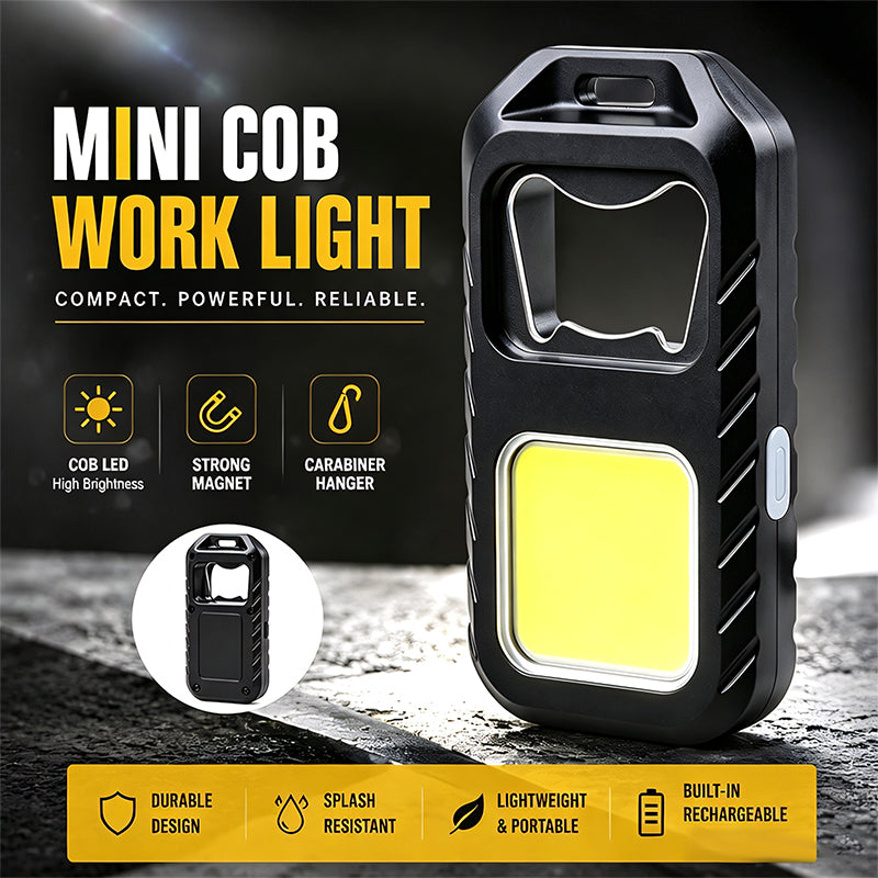 Mini LED Keychain Flashlight Magnet Bottle Opener USB Rechargeable Emergency Warning Torch Hiking for Night Running Camping WJ-8190