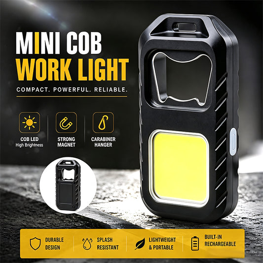 Mini LED Keychain Flashlight Magnet Bottle Opener USB Rechargeable Emergency Warning Torch Hiking for Night Running Camping WJ-8190