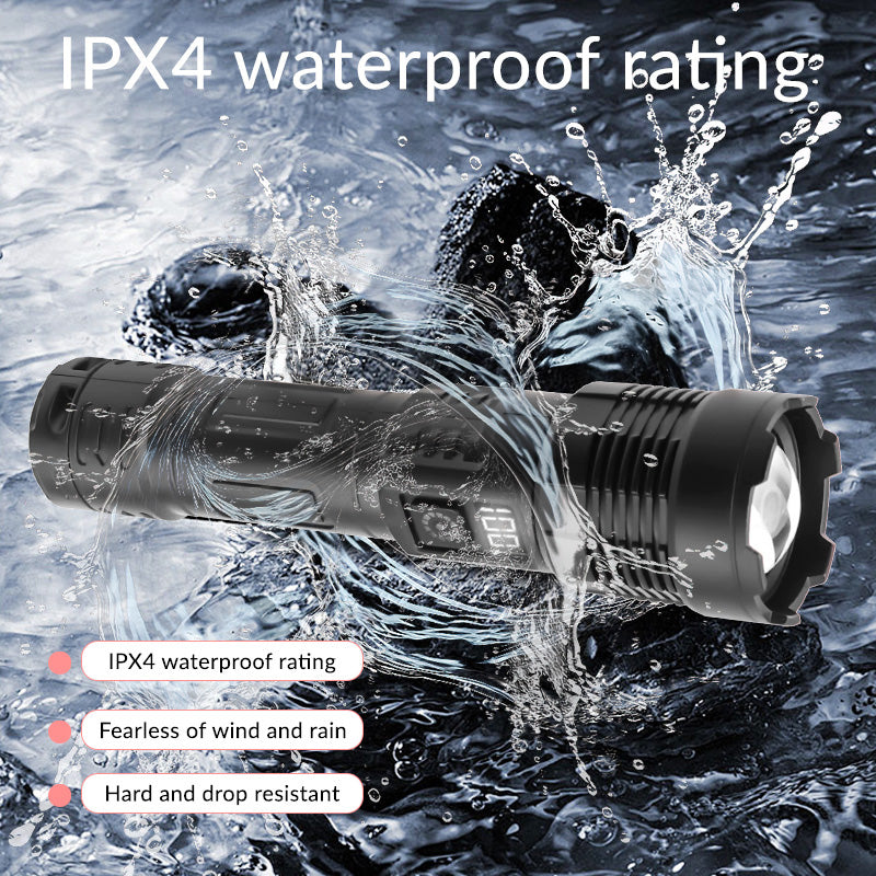 Super Powerful Ultra Long Range Flashlight Dual Source Yellow Blue Flashlight Large Capacity Torch Digital Display Rechargeable