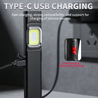 Ultra-Slim COB Work Light with Scale Magnetic Rechargeable Pen Clip Portable Mini EDC Flashlight for Car Camping Night Workshop X505
