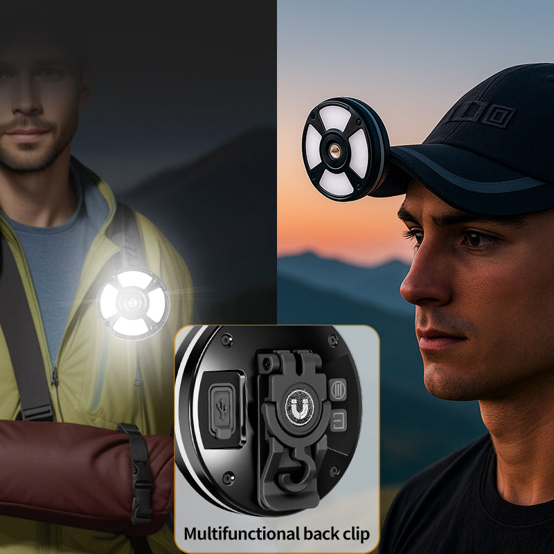 9*LED RGB Colorful Hanging Emergency Camping Lantern 300LM Magnet Hook Hat Clip Type-c Charging Work Light Tent Mountaineering