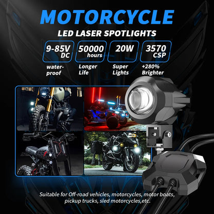Super Bright Auxiliary Motorcycle LED Spotlights Moto Headlight Fog Lights Turn Signals Accessories for Kawasaki Car SUV ATV