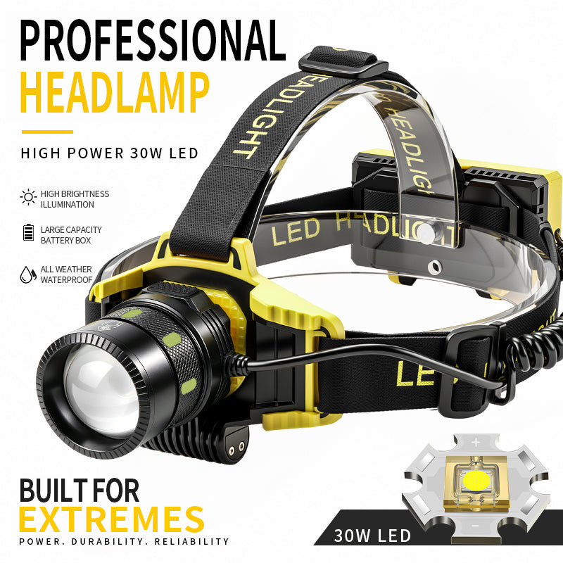 45° Adjustable 1500lm Led Rechargeable Headlight 1500m Long Range Headlamps for Outdoor Hiking, Camping