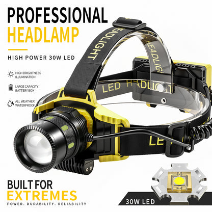 45° Adjustable 1500lm Led Rechargeable Headlight 1500m Long Range Headlamps for Outdoor Hiking, Camping