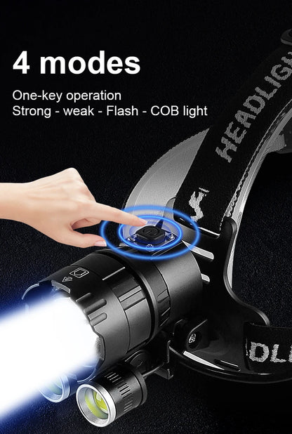 Super XHP160 +cob 10000 Powerful High Power LED Headlight 18650 Rechargeable Long Range Headlamp USB Fishing Lanternas 2010