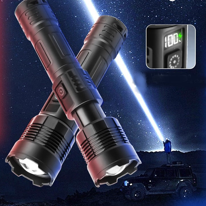 Super Powerful Ultra Long Range Flashlight Dual Source Yellow Blue Flashlight Large Capacity Torch Digital Display Rechargeable