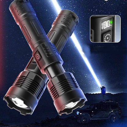 Super Powerful Ultra Long Range Flashlight Dual Source Yellow Blue Flashlight Large Capacity Torch Digital Display Rechargeable