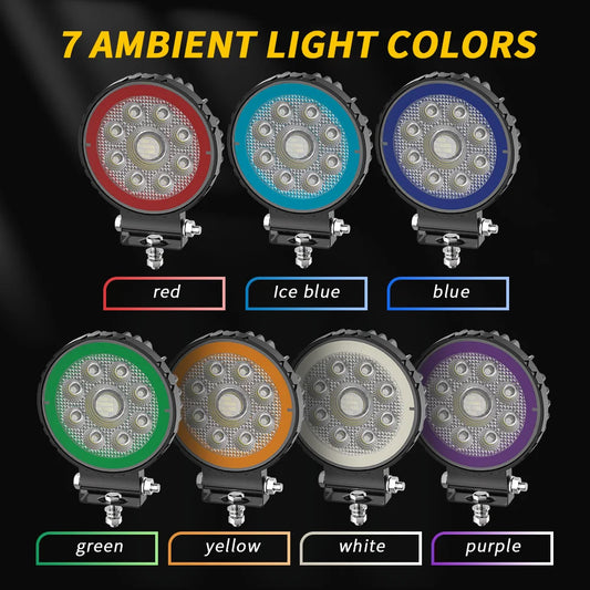 4 Inch 48 LED Circle Floodlight 9-36V Car Work Light For Jeep Truck Boat Tractor ATV Offroad 4X4 Barra LED Headlight