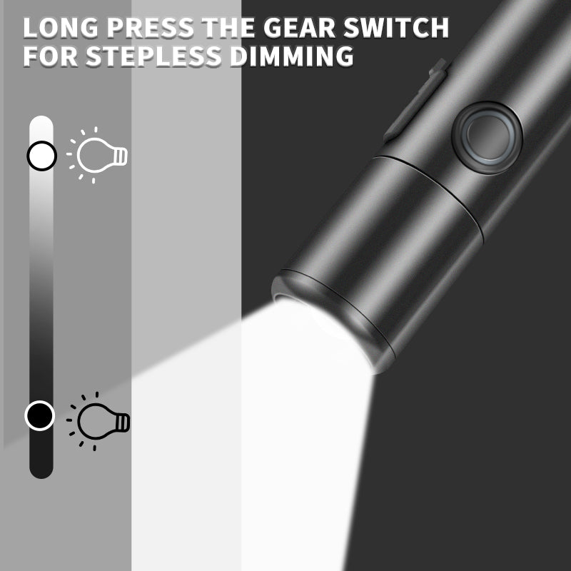 Long Range Small Flashlight 30W LED Telescopic Zoom 1200Lumen Torch IPX4 Lengthenable Stepless Dimming Flashlight