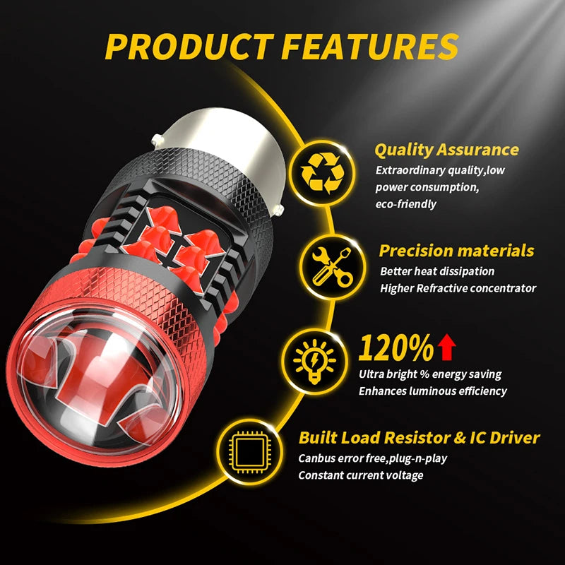 New Style 1156 P21W BA15S Car LED Bulb P21/5W Turn Signal 1156 3030 T20 W16W T25 7443 W21W 7440 White Yellow Red