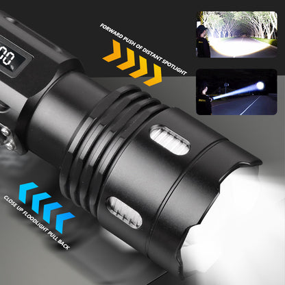 Powerful 30W Led Flashlights Ultra Bright Tactical Light Emergency Spotlights Telescopic Zoom Light Built-in Battery