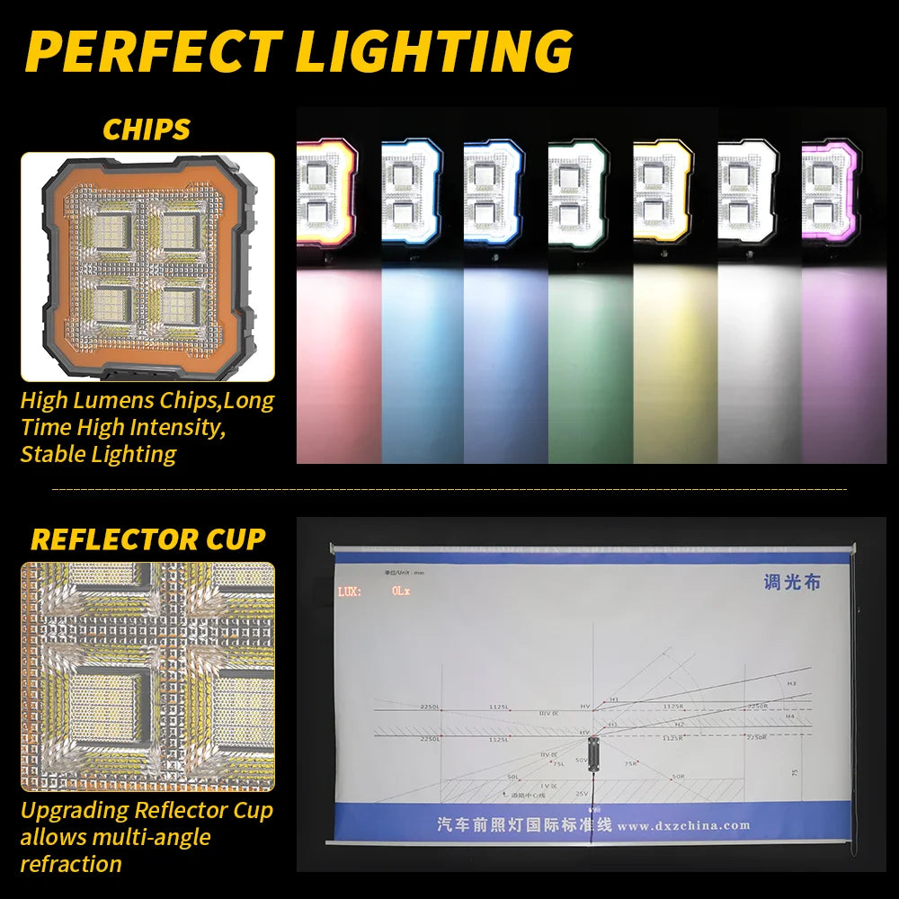 4 Inch Knight Square Floodlight 100LED Car Work Light For Jeep Truck Boat Tractor ATV Offroad 4X4 Barra LED Headlig