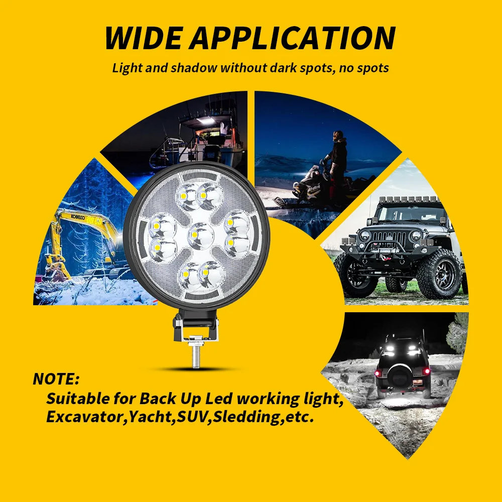 Round Auxiliary spotlight LED 3Inch Off-road Work Light With DRL Flash Strobe Fog Driving Light for Truck ATV SUV UTV