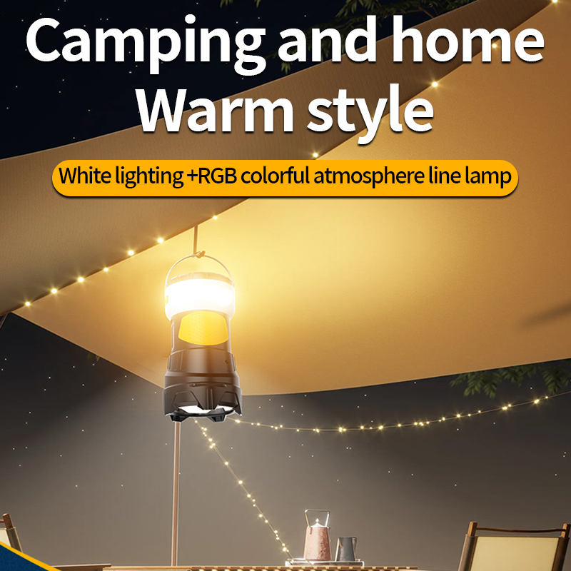 Rechargeable IP33 Induction Searchlight Camping Flashlights Long-Range Color Strip Portable Powerful ABS Lantern Torches Hiking KXK-908