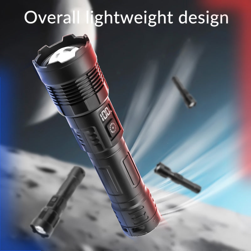 Super Powerful Ultra Long Range Flashlight Dual Source Yellow Blue Flashlight Large Capacity Torch Digital Display Rechargeable