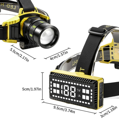 45° Adjustable 1500lm Led Rechargeable Headlight 1500m Long Range Headlamps for Outdoor Hiking, Camping