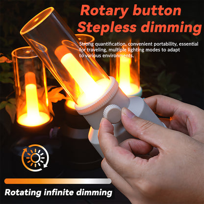 Dual Color Temperature ABS Camping Lantern Outdoor 1 LED Rotary Stepless Dimming USB C Rechargeable Camping Light DS-808