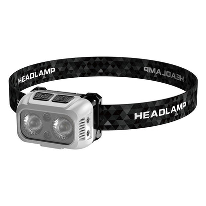 Headlamp With Proximity Sensor Dual Light USB-C Fast Charge Portable Bright Head For Camping/Night Fishing/Hike HS V116