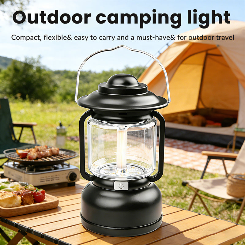 High Power LED Camping Lantern Vintage Style with Hook Camping Light Waterproof Outdoor Tent Light for Hiking