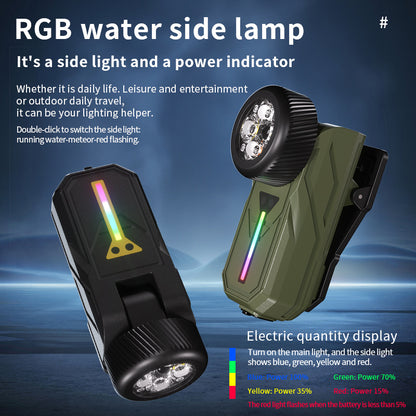Multifunctional Tactical EDC Flashlight 4-in-1 LED USB Rechargeable Multi-Color RGB Side Light 90 Adjustable Clip Magnet K370