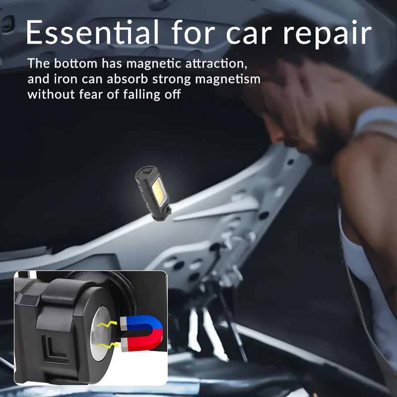 Strong Light COB LED Digital Power Display Headlight Tail Magnet 360° Rotation Headlight Waterproof IPX4 Mini Work Lighting