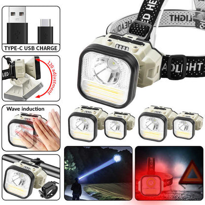 Powerful LED Headlamps with 18650 Rechargeable Battery Headlight Dual Light Source Head Torch Outdoor Waterproof Camping Lantern