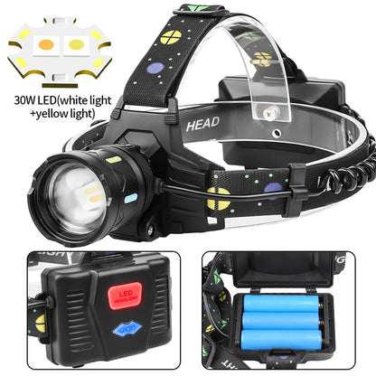 Zoomable 180 Adjustable Headband LED Headlamp 400LM 800m Range Rechargeable for Outdoor Hiking & Camping SY8108