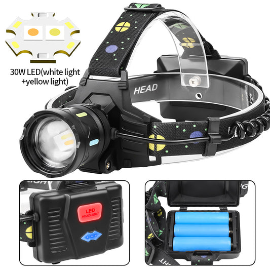 Zoomable 180 Adjustable Headband LED Headlamp 400LM 800m Range Rechargeable for Outdoor Hiking & Camping SY8108