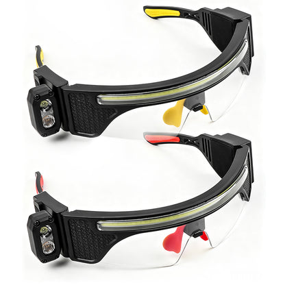 Rechargeable LED Head Glasses Work Light with Motion Sensor Eyeglass Clip for Camping & Car Repair-5 Modes IP44 MX5565