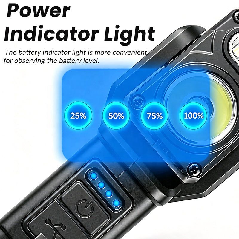 Rechargeable LED Work Light 180° Rotatable Magnetic Work Led Light Red Blue Warning Light Pocket Torch for Auto Repair G908