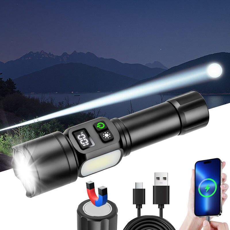 Rechargeable Aluminum Alloy Camping Flashlight with USB Charging 1200 Lumens Adjustable Beam Torchlight 1598