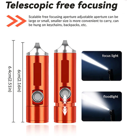 Mini Torch Power Bank Ultra Bright Tactical LED Flashlight Outdoor Lighting 5 Modes With USB Charging Cable